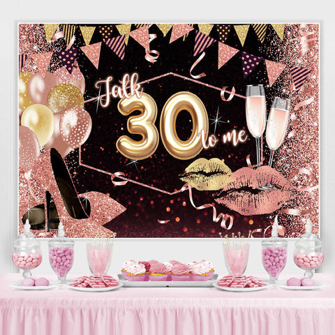 Lèvres scintillantes et ballons Joyeux 30e anniversaire Toile de fond Lèvres scintillantes et ballons Joyeux 30e anniversaire Toile de fond