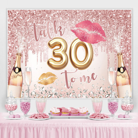 Lèvres scintillantes et champagne Joyeux 30e anniversaire Toile de fond Lèvres scintillantes et champagne Joyeux 30e anniversaire Toile de fond