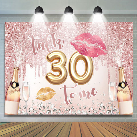 Lèvres scintillantes et champagne Joyeux 30e anniversaire Toile de fond Lèvres scintillantes et champagne Joyeux 30e anniversaire Toile de fond
