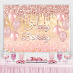 Ballons roses scintillants Rose Gold Happy Birthday Toile de Fond