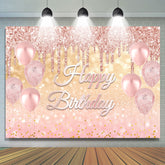 Ballons roses scintillants Rose Gold Happy Birthday Toile de Fond