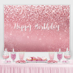 Toile de fond de fête joyeux anniversaire rose or rose scintillant