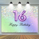 Glitter Purple Happy 16th anniversaire toile de fond pour fille