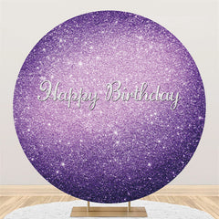 Fond de cercle joyeux anniversaire thème violet paillettes