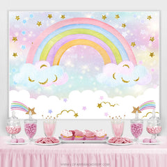 Toile de fond de douche de bébé filles nuage arc-en-ciel scintillant