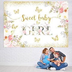 Glitter Sfloral Weet Girl Butterfly douche de bébé Toile de fond