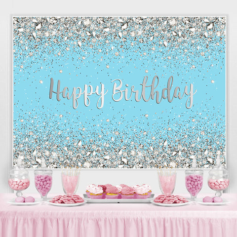 Toile de fond thème joyeux anniversaire argent et bleu scintillant Toile de fond thème joyeux anniversaire argent et bleu scintillant