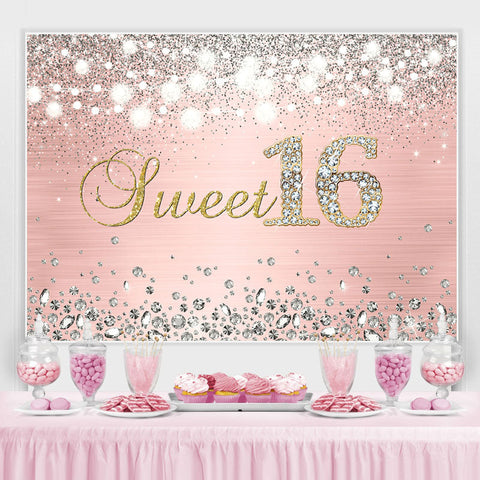 Glitter Silver Diamond Sweet 16 Joyeux anniversaire Toile de Fond Glitter Silver Diamond Sweet 16 Joyeux anniversaire Toile de Fond