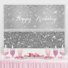 Toile de fond de joyeux anniversaire en argent scintillant pour un ¨|v¨|nement de f¨ote