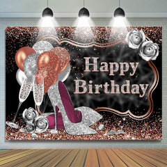 Toile de fond joyeux anniversaire rose argenté scintillant