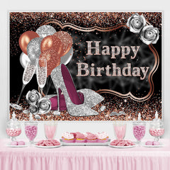 Toile de fond joyeux anniversaire rose argenté scintillant