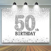 Toile de fond simple joyeux 50e anniversaire en argent scintillant