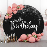 Toile de fond ronde de joyeux anniversaire d'étoiles argentées scintillantes