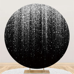 Toile De Fond Joyeux Anniversaire Noir Rond Argenté Paillettes