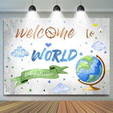 Globe Welcome To World Backdrop Toile de fond de douche de bébé