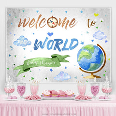 Globe Welcome To World Backdrop Toile de fond de douche de bébé
