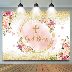 Dieu bénisse le coeur doux et la toile de fond d'anniversaire de fleur