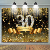 Toile de fond du 30e anniversaire de diamant Bokeh or et noir