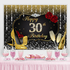 Toile de fond du 30e anniversaire de diamant rose rouge or et noir