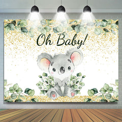 Or et feuilles vertes belle toile de fond de douche de bébé Koala