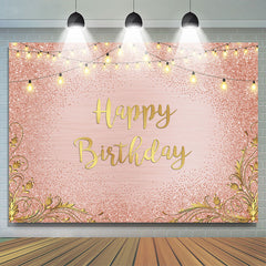 Bokeh or et rose magnifique toile de fond joyeux anniversaire