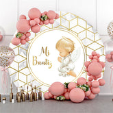 Toile de fond ronde de douche de bébé de modèle de diamant de bébé d'or