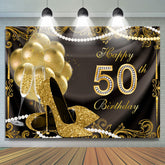 Ballons d'or Glitter 50e Joyeux Anniversaire Toile de Fond