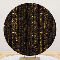 Paillettes De Bokeh D'or Et Toile De Fond D'anniversaire Ronde Noire