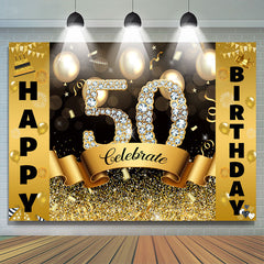 Or Bokeh Glitter Célébrez Joyeux 50e Anniversaire Toile de Fond