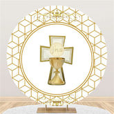 Couronne D'or Et Lignes Abstraites Toile De Fond Ronde Pour Baby Shower