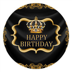 Couronne D'or Et Diamants Noir Joyeux Anniversaire Toile De Fond Ronde