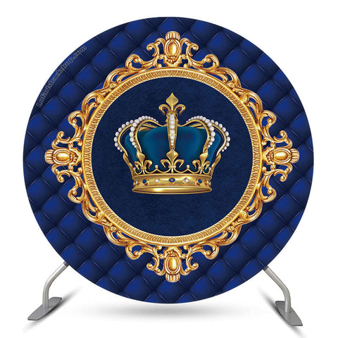 Fond rond de fête d'anniversaire de fille bleue de couronne d'or Fond rond de fête d'anniversaire de fille bleue de couronne d'or