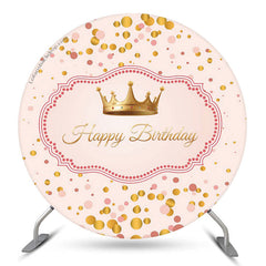 Couronne d'or points rose joyeux anniversaire cercle toile de fond