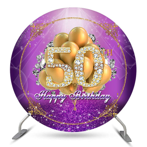 Toile de fond ronde du 50e anniversaire du ballon en diamant d'or Toile de fond ronde du 50e anniversaire du ballon en diamant d'or