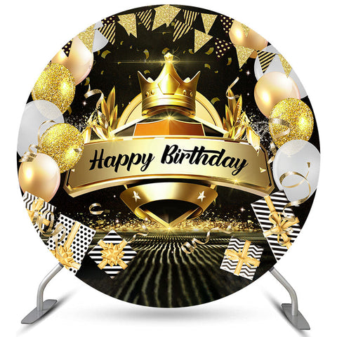 Ballons de paillettes d'or joyeux anniversaire rond toile de fond Ballons de paillettes d'or joyeux anniversaire rond toile de fond