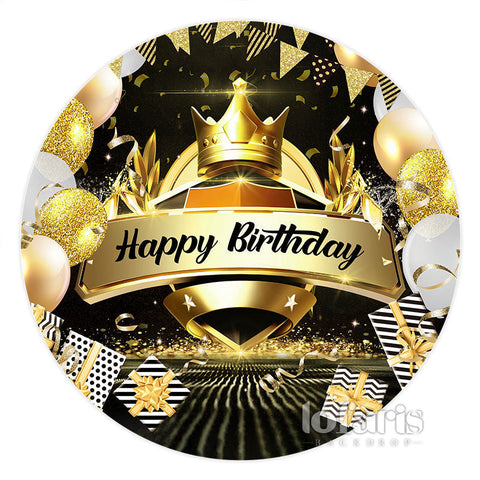 Ballons de paillettes d'or joyeux anniversaire rond toile de fond Ballons de paillettes d'or joyeux anniversaire rond toile de fond
