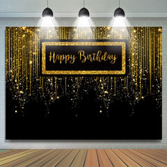 Toile de fond de joyeux anniversaire luxueux noir paillettes d'or