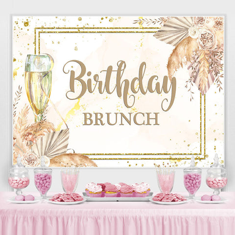 Toile de fond de brunch d'anniversaire floral de paillettes d'or pour fille Toile de fond de brunch d'anniversaire floral de paillettes d'or pour fille