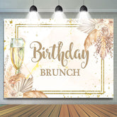 Toile de fond de brunch d'anniversaire floral de paillettes d'or pour fille