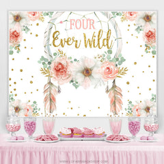 Toile de fond d'anniversaire floral rose toujours rose scintillant d'or