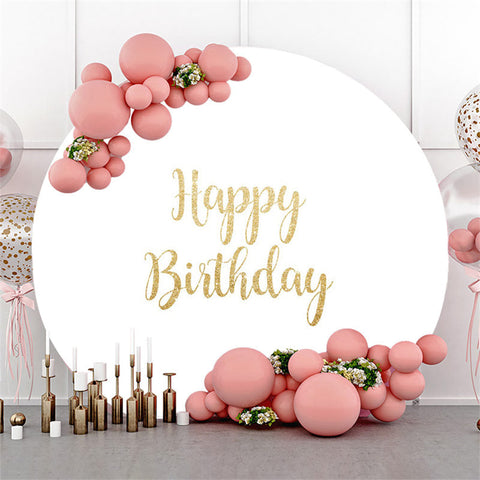 Fond blanc pur rond de joyeux anniversaire de paillettes d'or Fond blanc pur rond de joyeux anniversaire de paillettes d'or