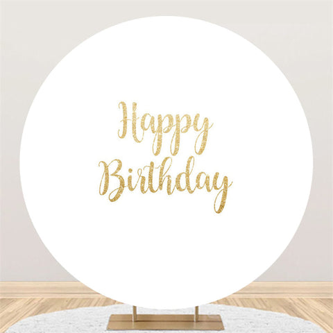 Fond blanc pur rond de joyeux anniversaire de paillettes d'or Fond blanc pur rond de joyeux anniversaire de paillettes d'or