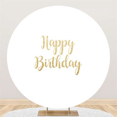 Fond blanc pur rond de joyeux anniversaire de paillettes d'or