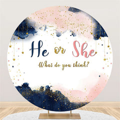 Toile de fond ronde à paillettes dorées pour fête prénatale