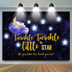 Toile de fond de douche de bébé bleu petite étoile scintillante d'or