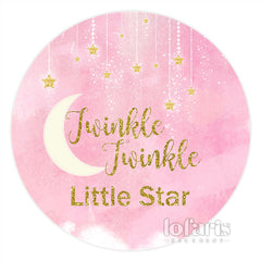 Toile de fond ronde de douche de bébé rose petite étoile scintillante d'or