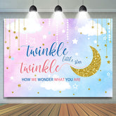 Toile de fond de douche de bébé bleu rose petite étoile scintillante d'or