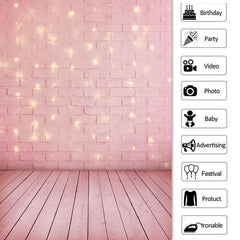 Toile de fond d'anniversaire simple de plancher de brique rose de paillettes d'or