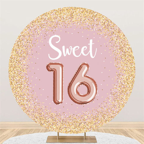 Toile de fond de fête d'anniversaire Sweet 16e rose paillettes d'or Toile de fond de fête d'anniversaire Sweet 16e rose paillettes d'or