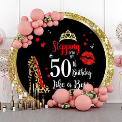 Toile de fond ronde du 50e anniversaire de paillettes d'or pour les femmes